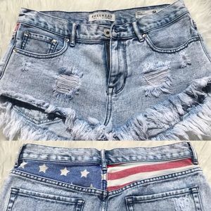 Bullhead High Waisted American Flag Shorts